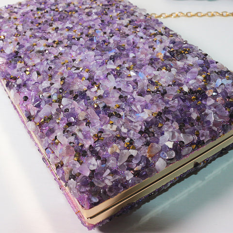 Purple Stone Elegant Clutch Bag