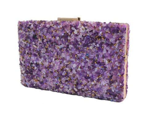 Purple Stone Elegant Clutch Bag